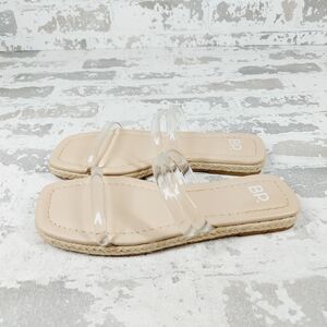 NEW BP Viola Cream Square Toe Summer Casual Flat Slide Sandals D1024